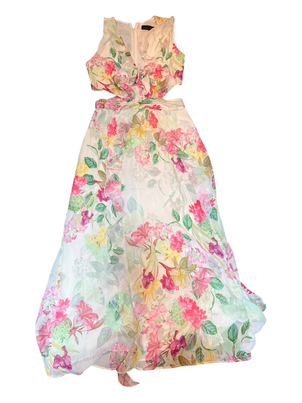Zara Floral Side Cutout Maxi Dress | Size Small | Romantic Cottagecore  Dress - Picture 5 of 15